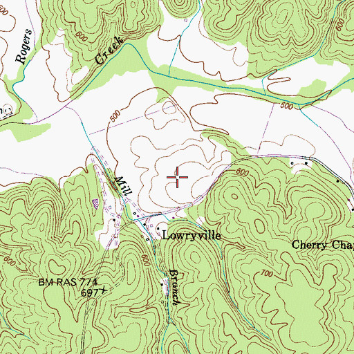 Topographic Map of Franks Store Cemetery, TN