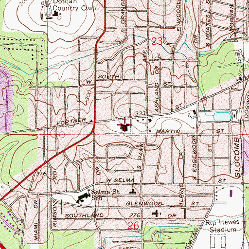 Topographic Map of Ridgecrest Baptist Church, AL