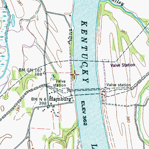 Topographic Map of Hamburg Landing, TN