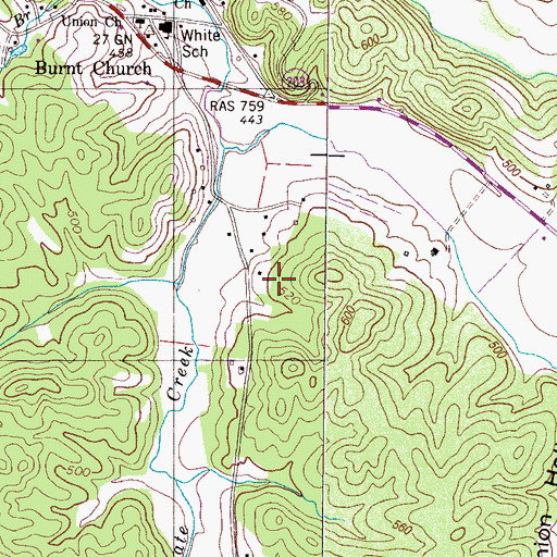Topographic Map of Harbour Cemetery, TN