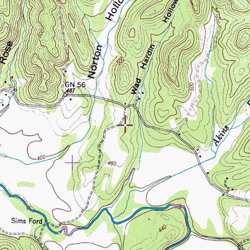 Topographic Map of Hardin Cemetery, TN