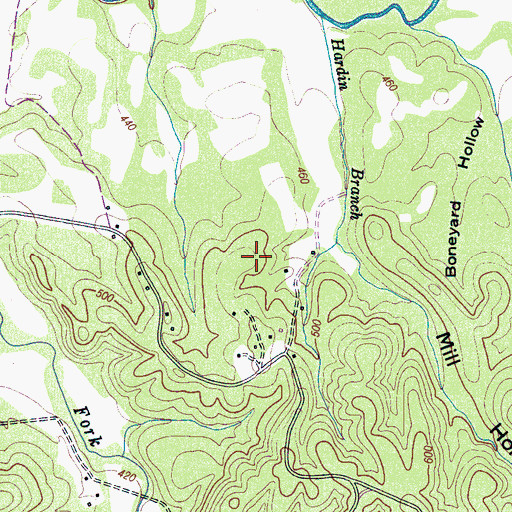 Topographic Map of Hardin Cemetery, TN