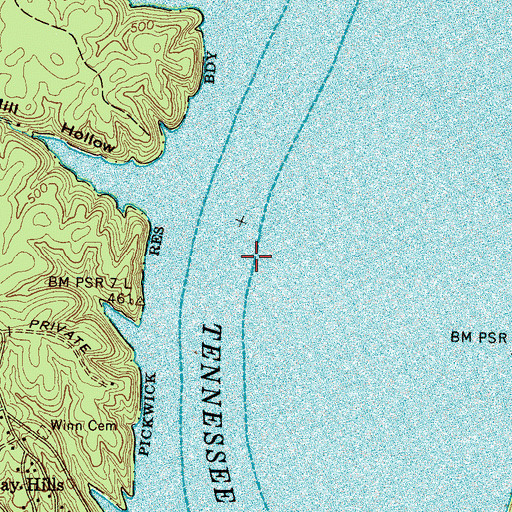 Topographic Map of Higgins Landing (historical), TN