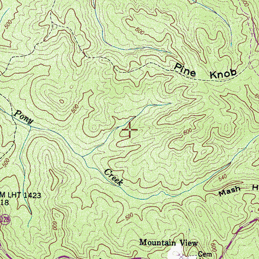 Topographic Map of Hulen Cemetery, TN
