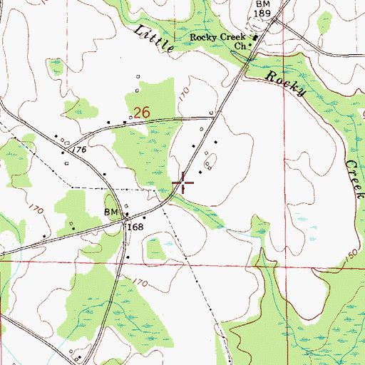 Topographic Map of Rocky Creek School (historical), AL