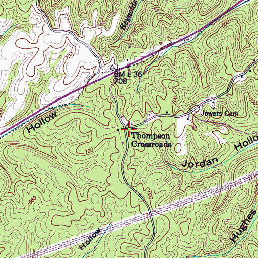 Topographic Map of Jerrolds Cemetery, TN