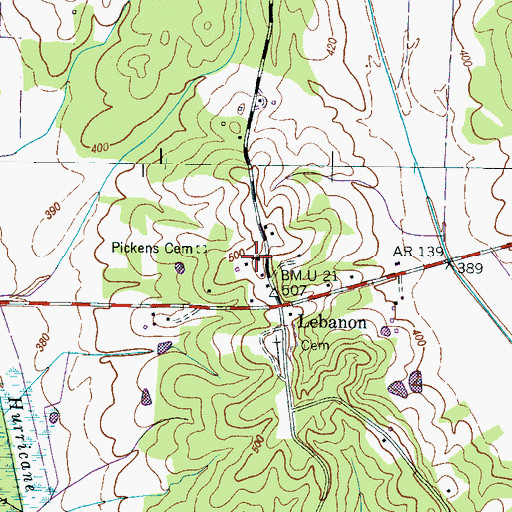 Topographic Map of Lebanon Methodist Church, TN