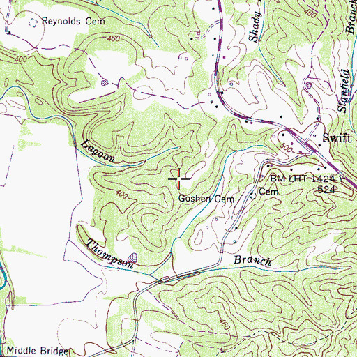 Topographic Map of Lindsey Cemetery, TN