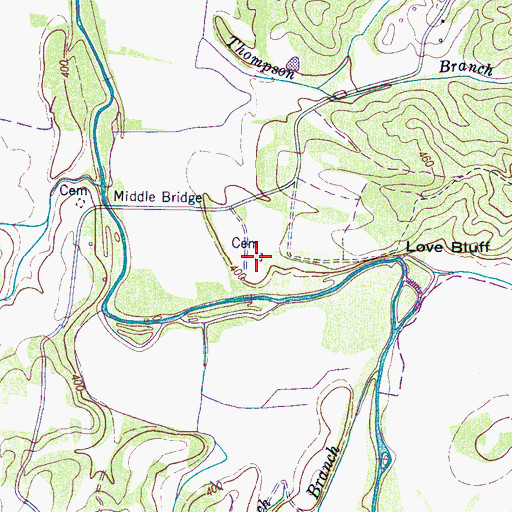 Topographic Map of Middle Bridge East Cemetery, TN