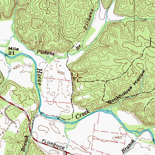 Topographic Map of Morris Cemetery, TN
