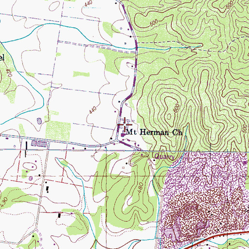 Topographic Map of Mount Herman Cemetery, TN