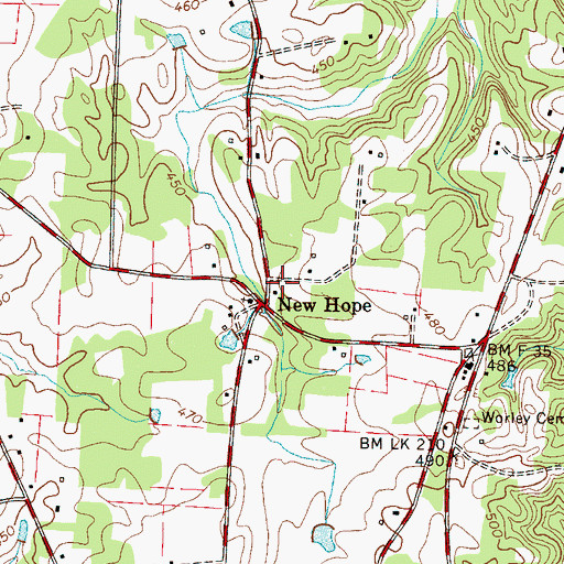 Topographic Map of New Hope School (historical), TN