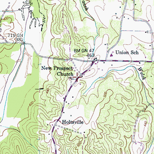 Topographic Map of New Prospect Cemetery, TN