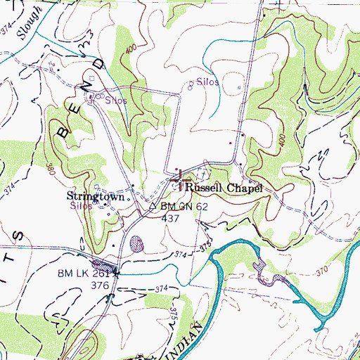 Topographic Map of New Russell Chapel Cemetery, TN