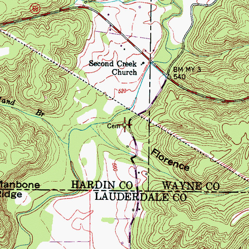 Topographic Map of Old Baptist Cemetery, TN