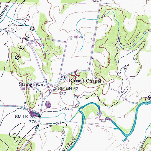 Topographic Map of Old Russell Chapel Cemetery, TN