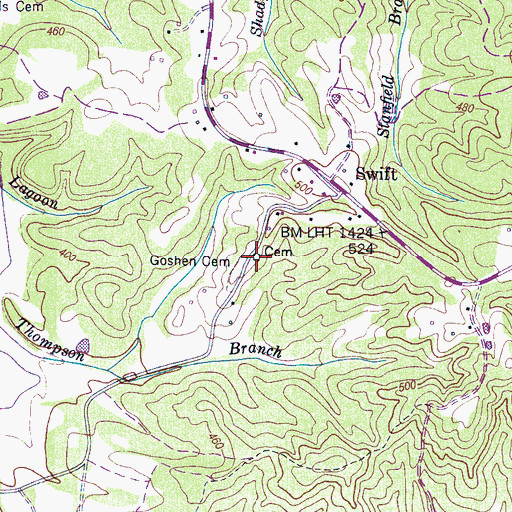 Topographic Map of Owen Cemetery, TN