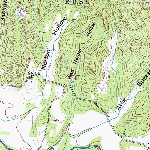 Topographic Map of Perry Chapel (historical), TN