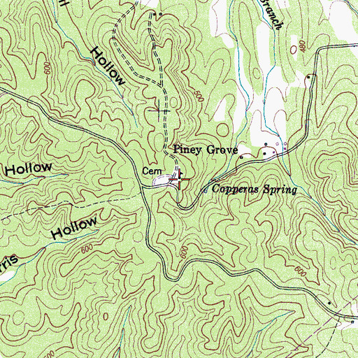 Topographic Map of Piney Grove Church, TN
