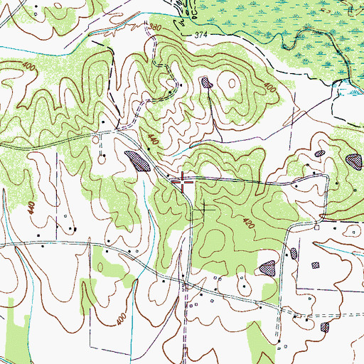 Topographic Map of Pisgah Church (historical), TN