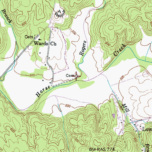 Topographic Map of Porter Cemetery, TN
