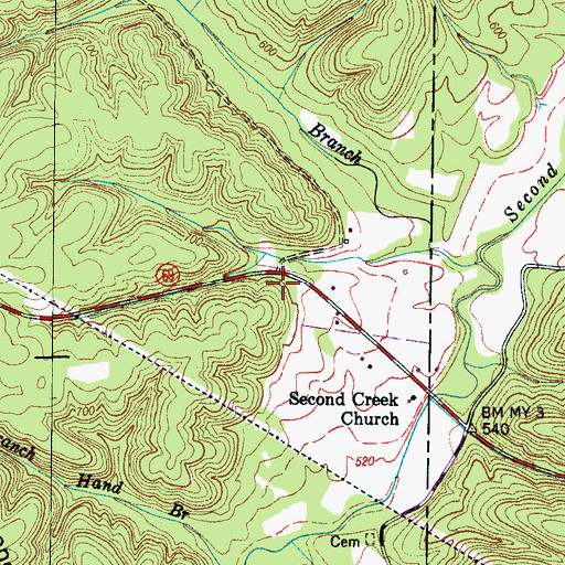 Topographic Map of Prospect Church (historical), TN