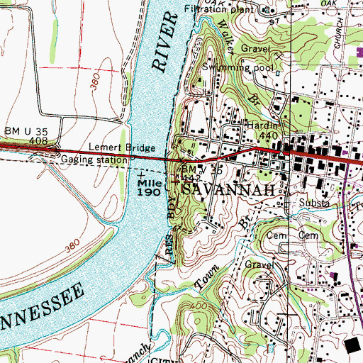Topographic Map of Riverside City Park, TN