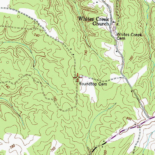 Topographic Map of Roundtop Church (historical), TN