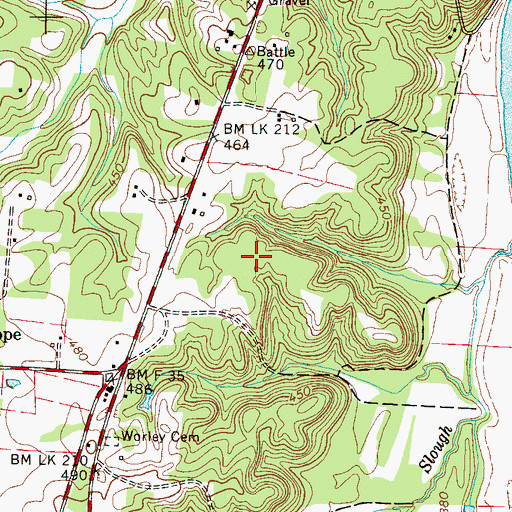 Topographic Map of Rouse Cemetery, TN