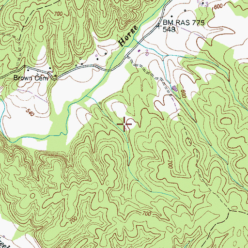 Topographic Map of Russell Cemetery, TN