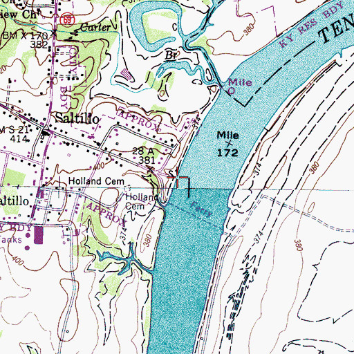 Topographic Map of Saltillo Marina, TN