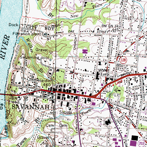 Topographic Map of Savannah Church of Christ, TN