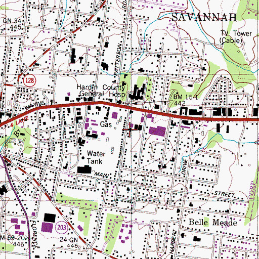 Topographic Map of Second Baptist Church, TN