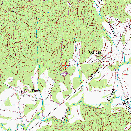 Topographic Map of Sevier Chapel School (historical), TN