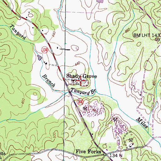 Topographic Map of Shady Grove Cemetery, TN