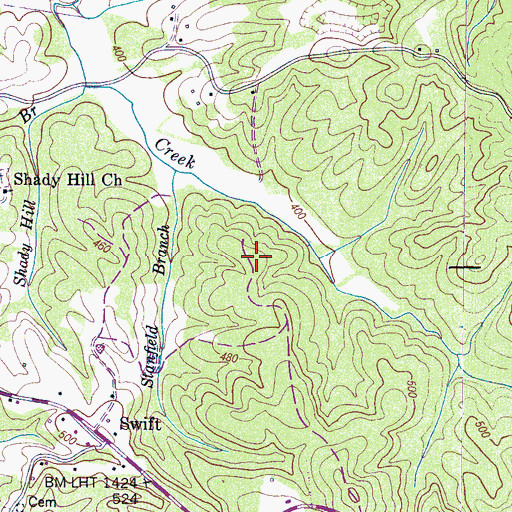 Topographic Map of Shiloh Cemetery, TN