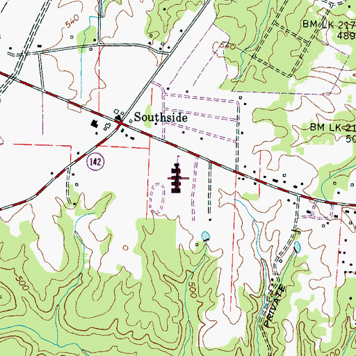 Topographic Map of South Side School, TN