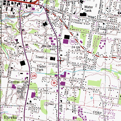 Topographic Map of Southside Baptist Church, TN