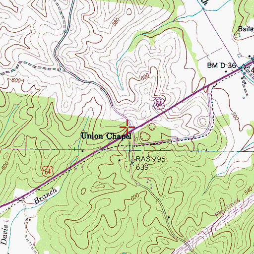 Topographic Map of Union Chapel North Cemetery, TN