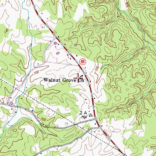 Topographic Map of Walnut Grove Cemetery, TN