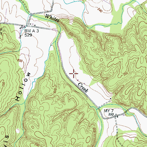 Topographic Map of Weatherford Cemetery, TN