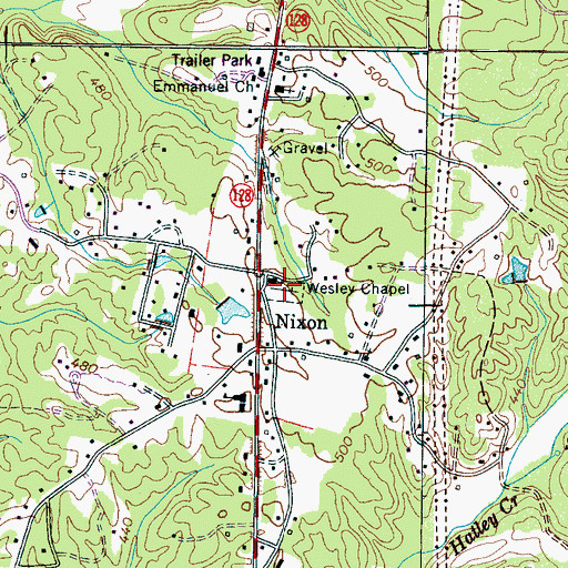 Topographic Map of Wesley Chapel Cemetery, TN