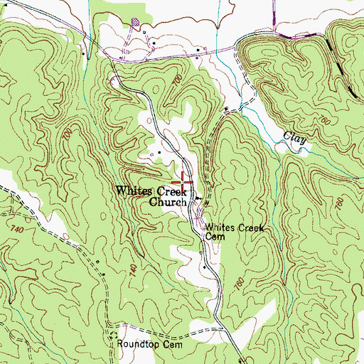 Topographic Map of Whites Creek School (historical), TN