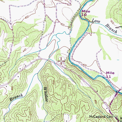 Topographic Map of Whitlow Cemetery, TN
