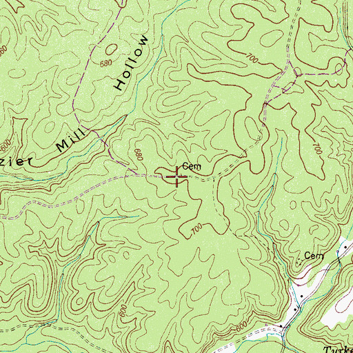 Topographic Map of Wilkerson Cemetery, TN