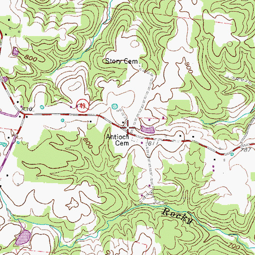 Topographic Map of Antioch Cemetery (historical), TN