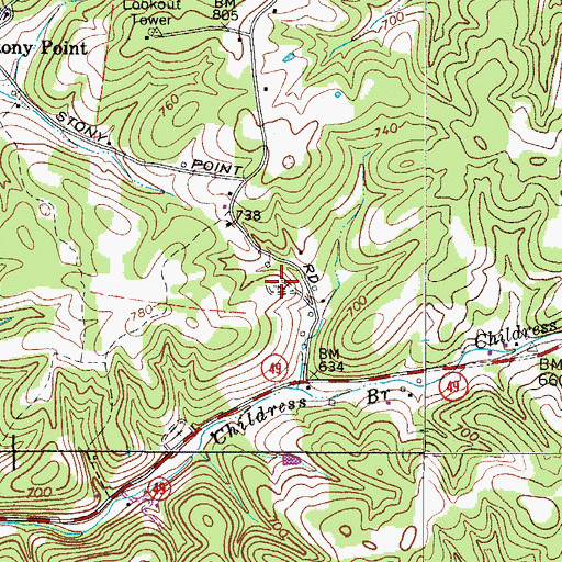 Topographic Map of Averitt Cemetery, TN