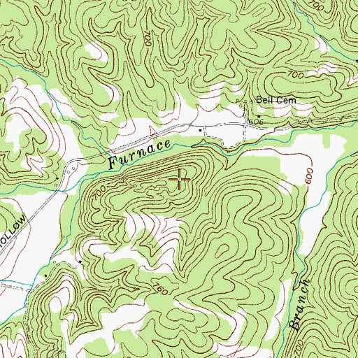 Topographic Map of Bell Mine, TN