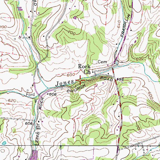 Topographic Map of Belleview Furnace (historical), TN