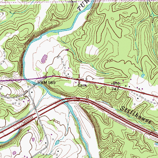 Topographic Map of Carothers Cemetery, TN